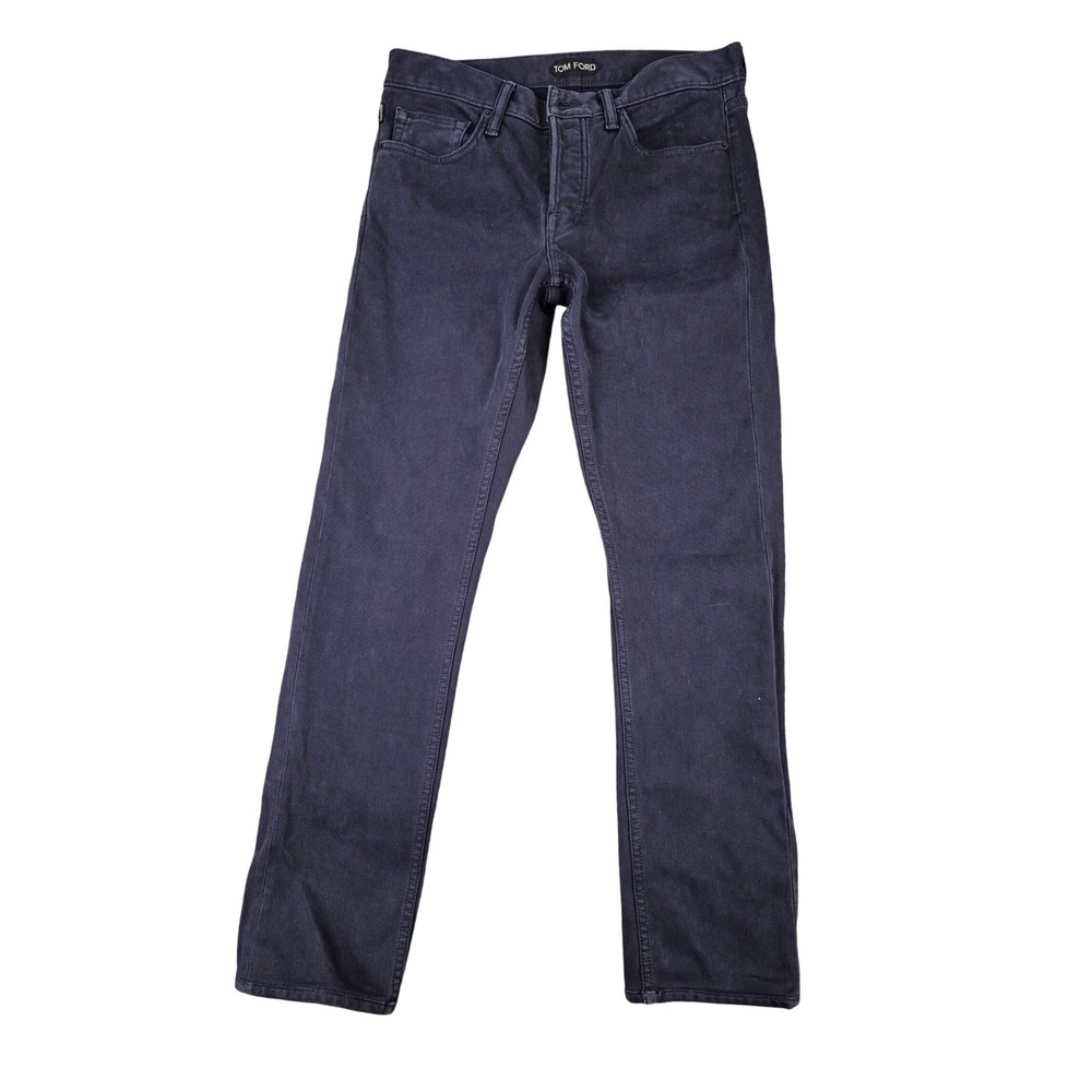 Tom Ford Mens Navy‎ Blue Grey Corduroy Pants Button Fly Size 30 Slim